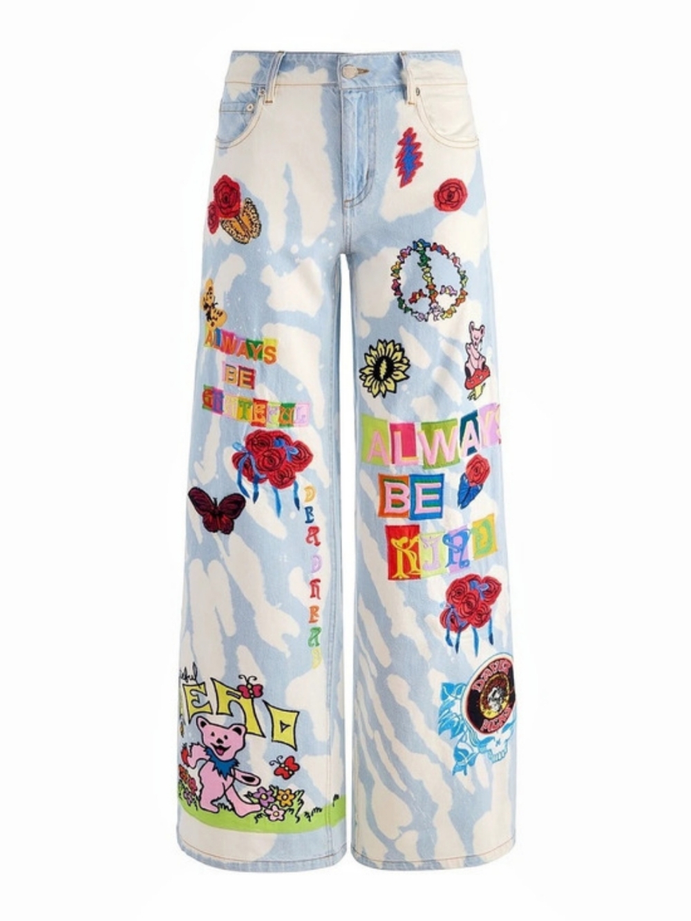 A+O X GRATEFUL DEAD AMAZING JEAN - INDIGO BLEACHED TIE DYE